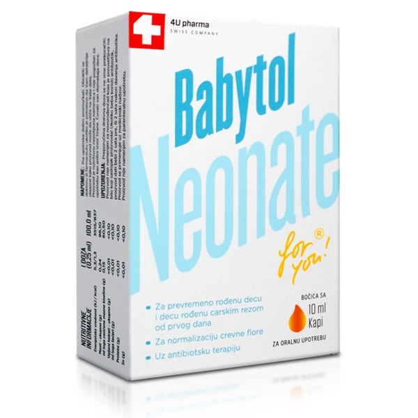 Babytol Neonate kapi za prevremeno rođenu djecu i djecu rođenu carskim rezom od prvog dana, za normalizaciju crijevne flore i uz antibiotsku terapiju, 10ml